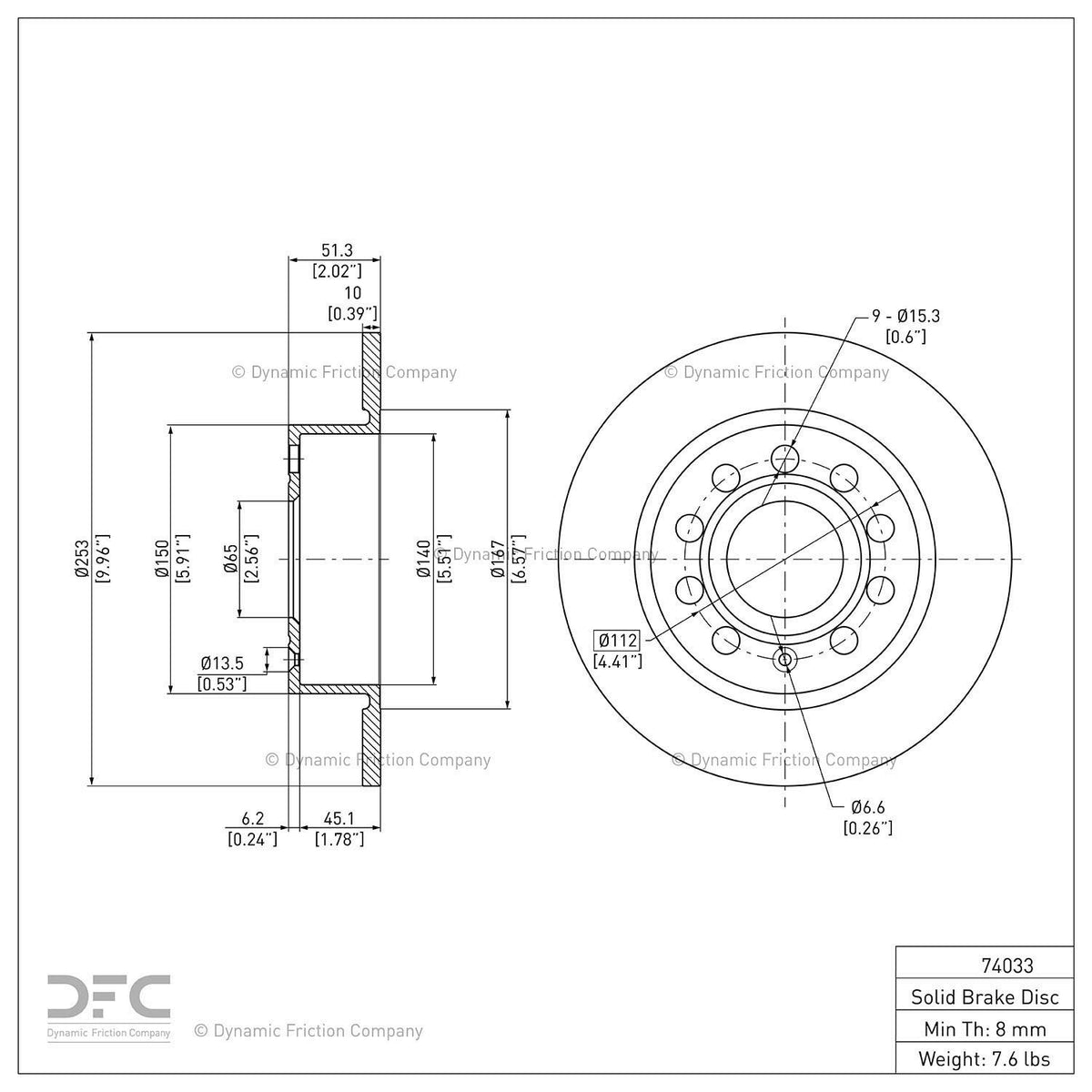 Dynamic Friction 604-74033 Rear Brake Rotor
