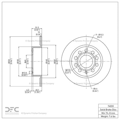 Dynamic Friction 604-74033 Rear Brake Rotor