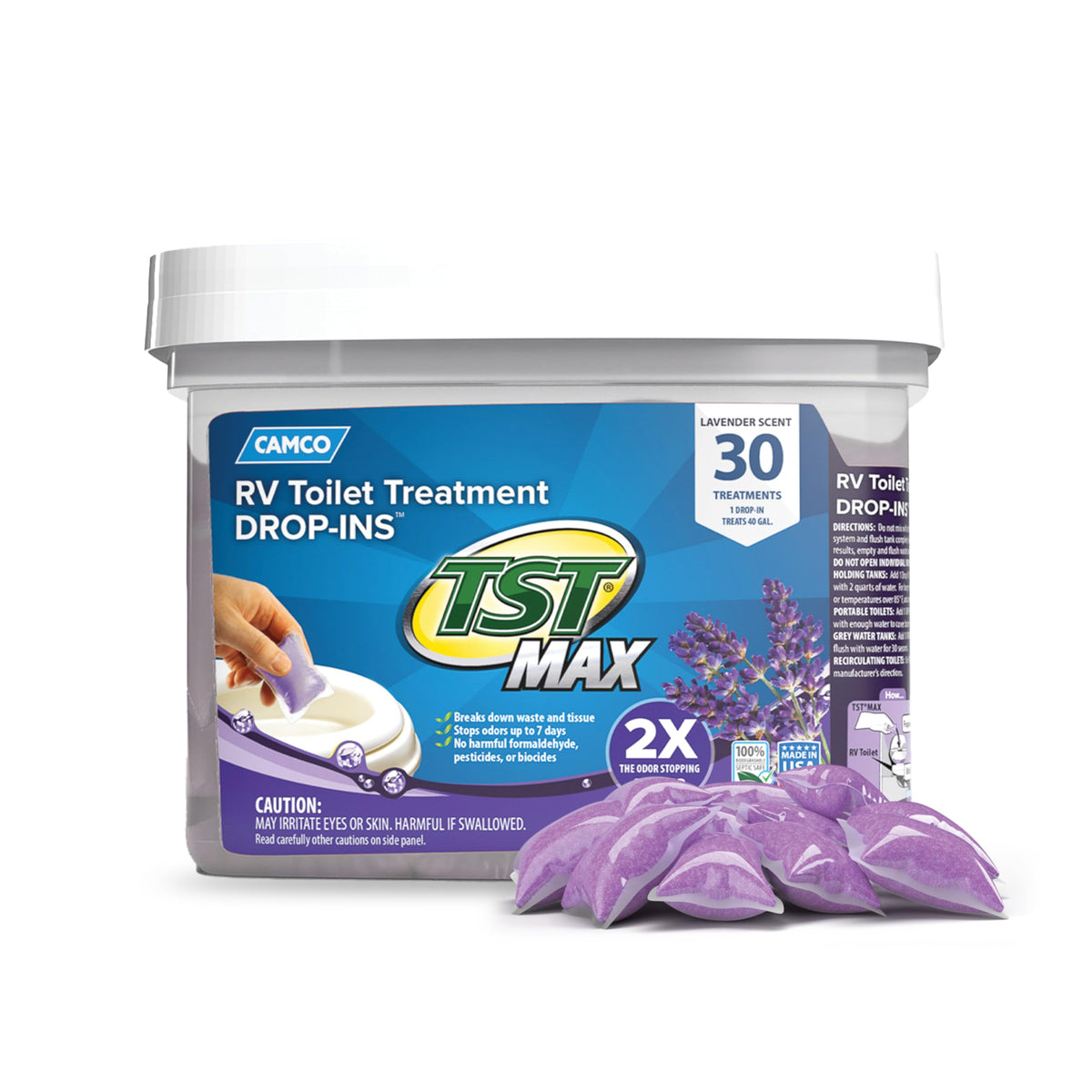 CAMCO 41553 Camco TST MAX RV Toilet Treatment Drop-INs - Lavender 30-pk Made in the USA