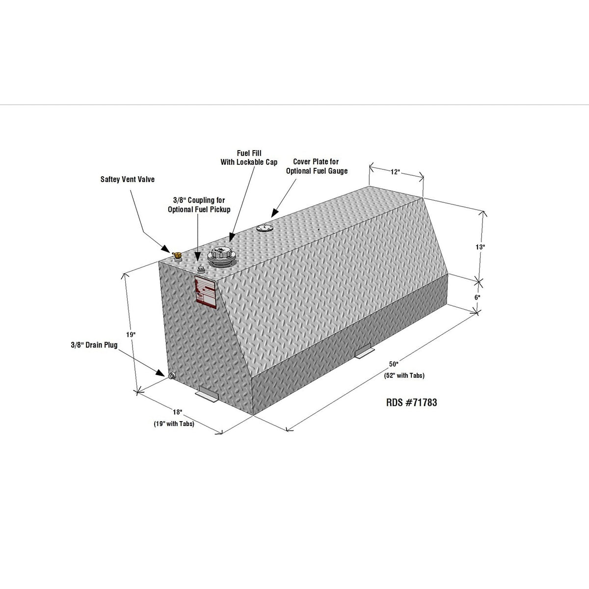 RDS MFG INC 71783 RDS MFG INC 71783 Auxiliary Fuel Tank 63Gal Wedge