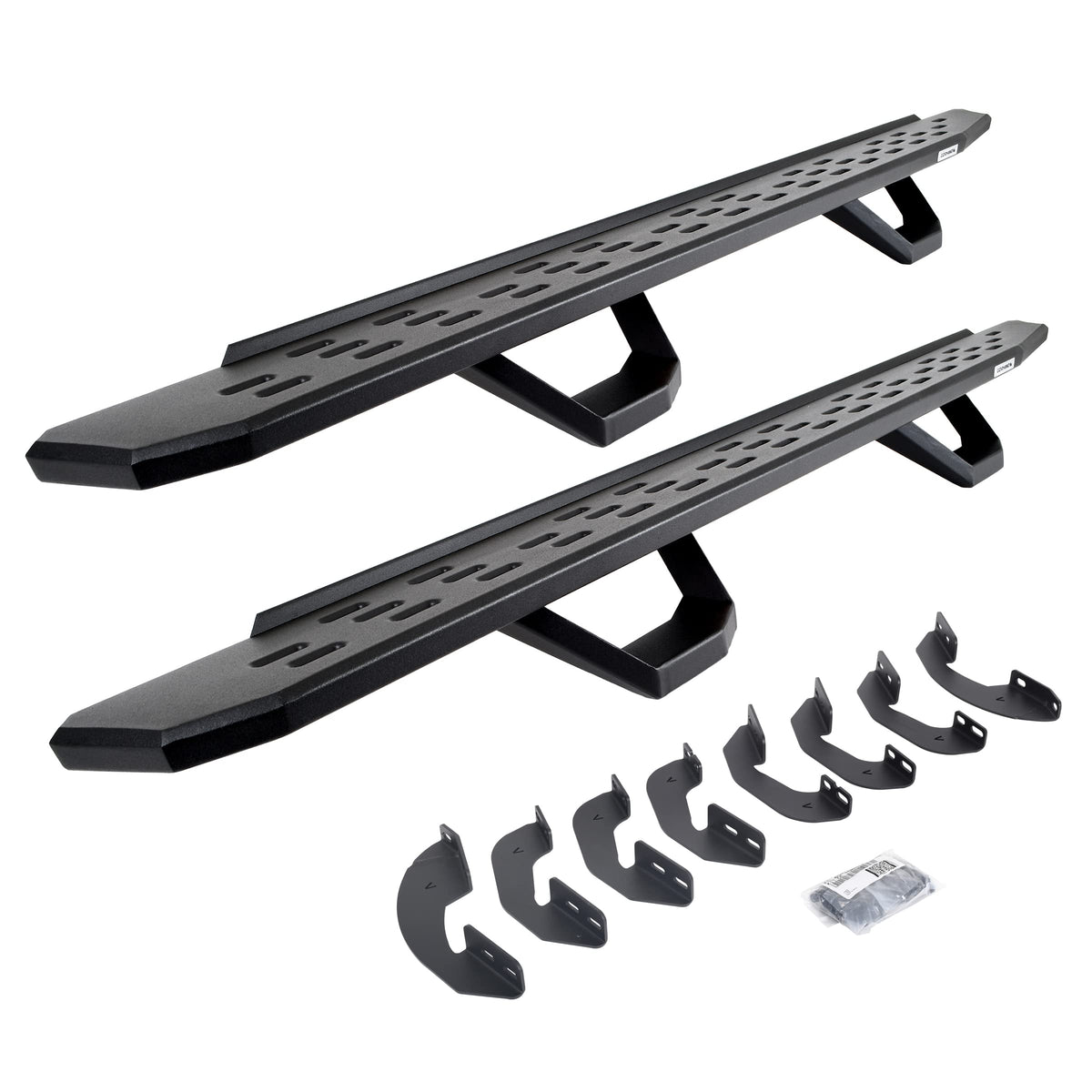 GO RHINO 6964168720PC Go Rhino RB30 Running Boards, Brackets, & 2 Pair of Drop Steps | Galvanized Steel, Textured Black | 6964168720PC | Fits 2007-2021 Toyota Tundra Crew Max Pickup