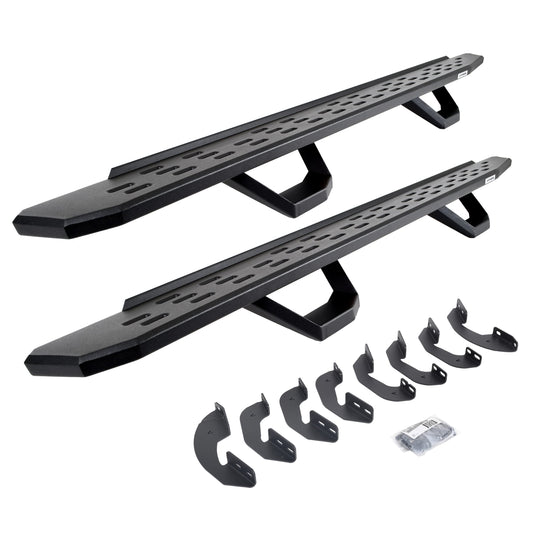 GO RHINO 6964168720PC Go Rhino RB30 Running Boards, Brackets, & 2 Pair of Drop Steps | Galvanized Steel, Textured Black | 6964168720PC | Fits 2007-2021 Toyota Tundra Crew Max Pickup