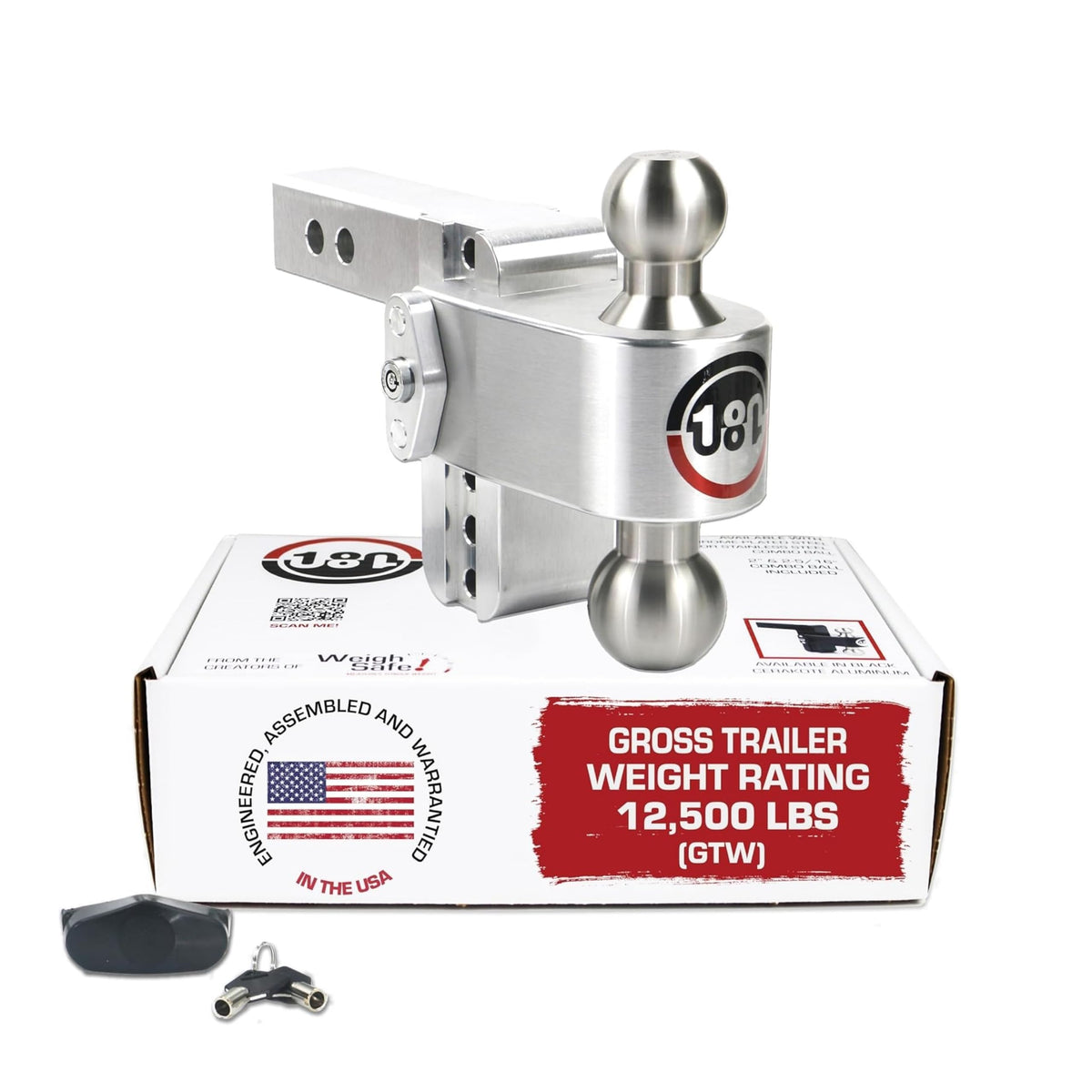 WEIGH SAFE LTB4-2 Weigh Safe Adjustable Trailer Hitch Ball Mount - 4" Adjustable Drop Hitch for 2" Receiver - Premium Heavy Duty Aluminum Trailer Tow Hitch w/ Stainless Steel Tow Balls (2" & 2 5/16") - 12,500 lbs GTW