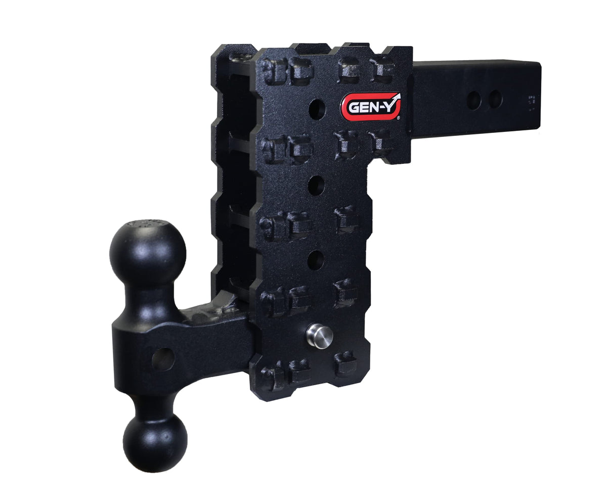 GEN-Y HITCH GH-2414X GEN-Y Hitch Solid Shank Adjustable Tow Hitch with Dual-Ball for 2.5" Receiver - 7.5" Drop - 16,000 LB Towing Capacity - 1,600 LB Tongue Weight - Black