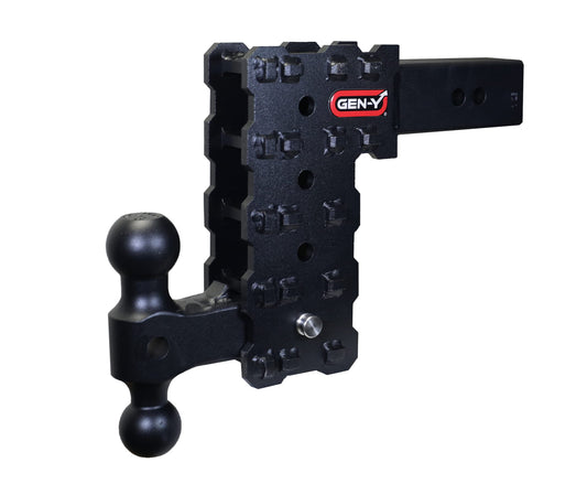 GEN-Y HITCH GH-2414X GEN-Y Hitch Solid Shank Adjustable Tow Hitch with Dual-Ball for 2.5" Receiver - 7.5" Drop - 16,000 LB Towing Capacity - 1,600 LB Tongue Weight - Black