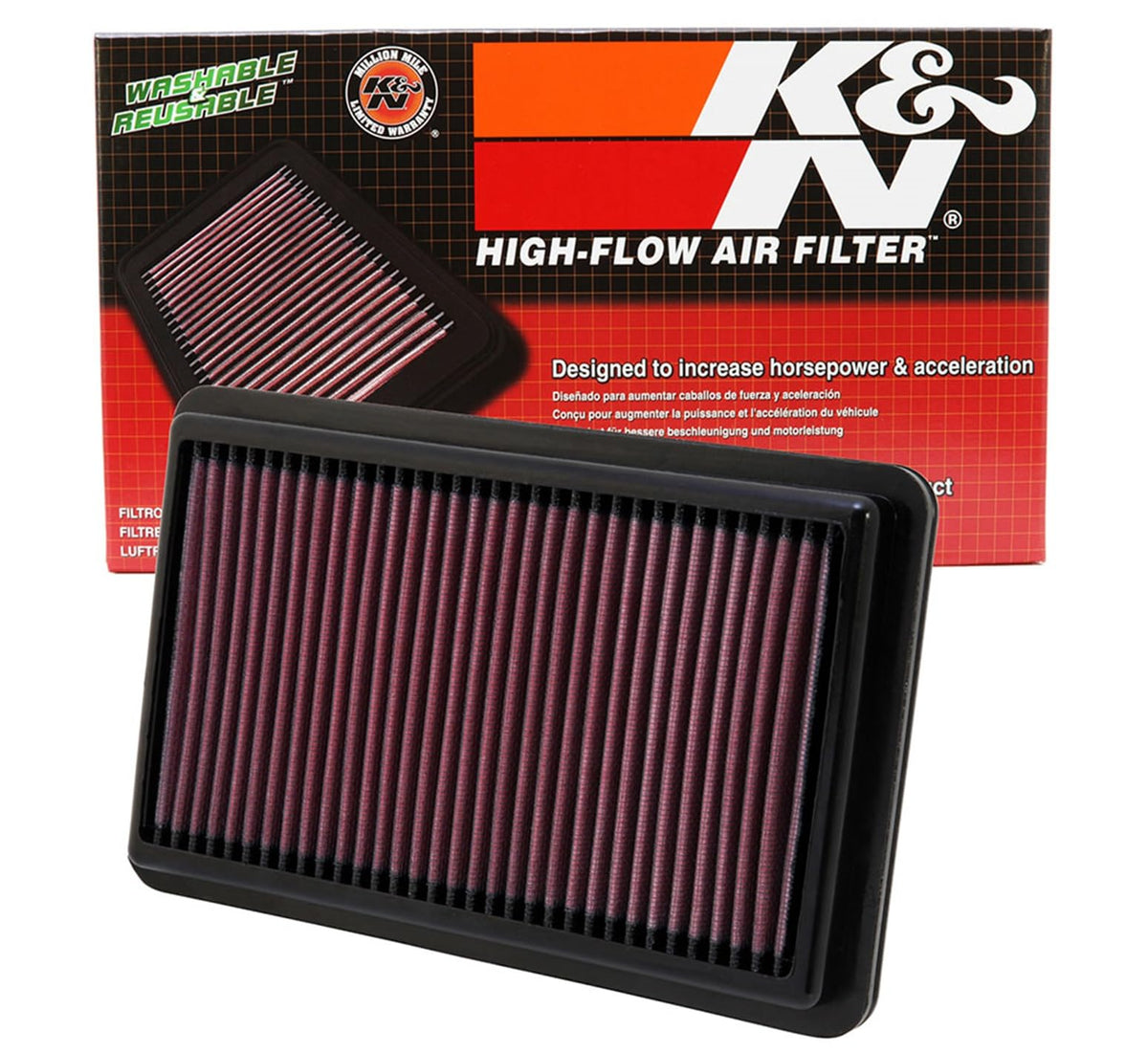 K&N FILTER 33-2473 K&N High-Flow Original Lifetime Engine Air Filter: Washable, 33-2473