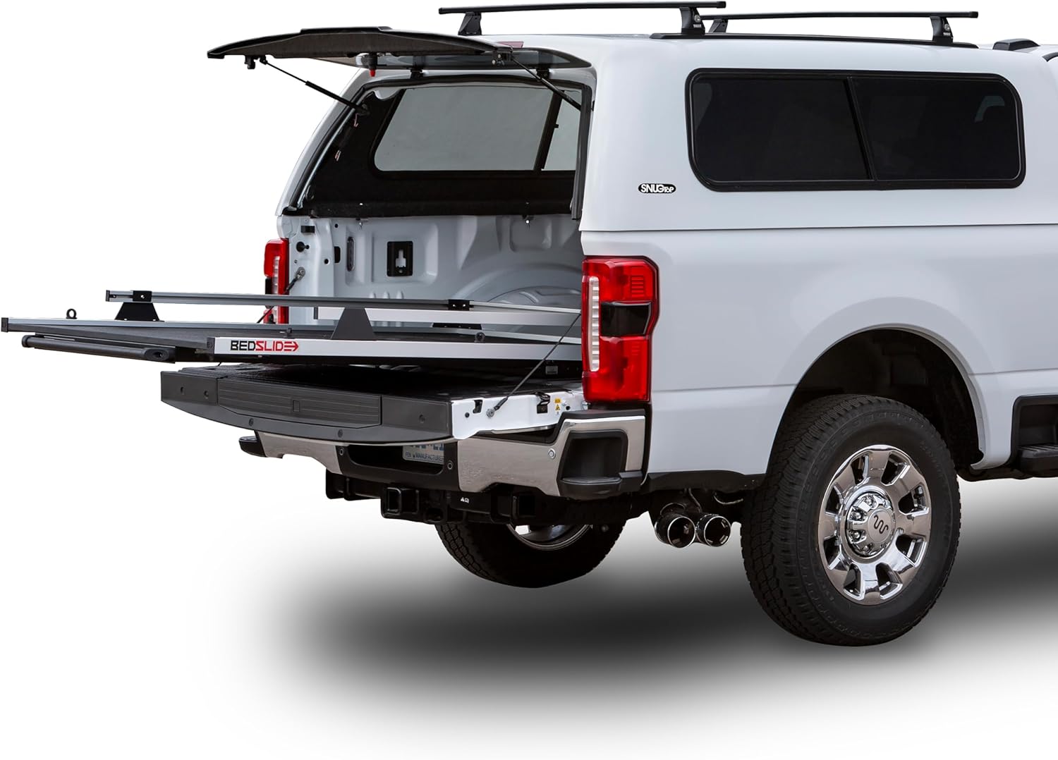 BedSlide 1000 Classic Sliding Truck Bed Organizer, 58 x 41-Inch, Capacity 1000 lbs, Truck Bed Storage Drawer, Fits 2024 Toyota Tacoma, No-Drill Brackets Included, Silver