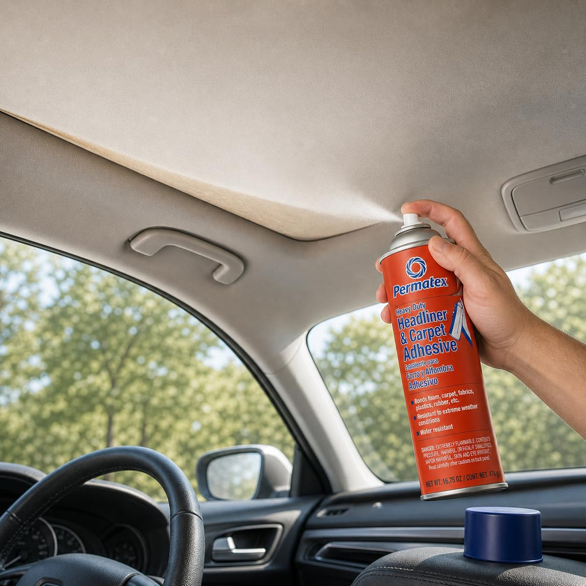 PERMATEX 27828 Permatex 27828 Body Shop Heavy Duty Headliner and Carpet Adhesive, 16.75 oz Aerosol Can