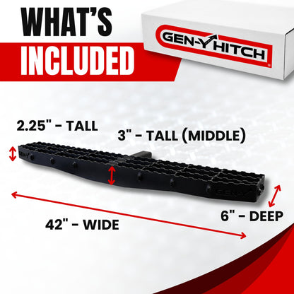 GEN-Y HITCH GH-102622 GEN-Y Hitch Extra Wide Heavy-Duty Hitch Step with Serrated Boot Scraper for 2" Receiver, 600 LB Capacity, Black