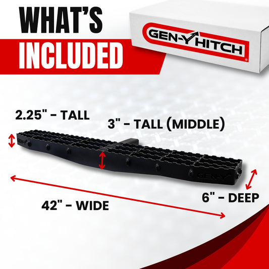 GEN-Y HITCH GH-102622 GEN-Y Hitch Extra Wide Heavy-Duty Hitch Step with Serrated Boot Scraper for 2" Receiver, 600 LB Capacity, Black