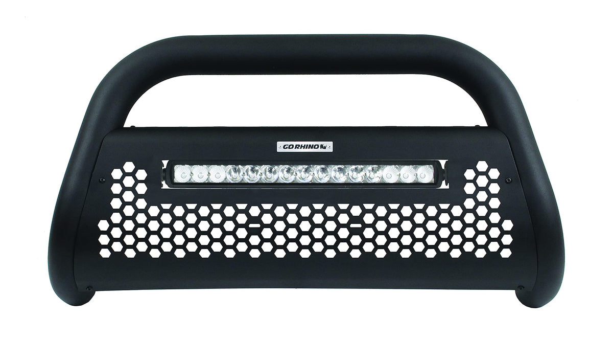 GO RHINO 55883LT Go Rhino RC2 Bull Bar w/Single Row 20" LED Light Bar & Mounting Brackets | Mild Steel, Textured Black | 55883LT | Fits 2009-2024 Ford F-150 (Excludes Models with Front Park Assist)