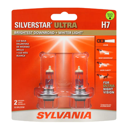 SYLVANIA 35624 SYLVANIA H7 SilverStar Ultra Halogen Headlight Replacement Bulb, 2 Bulbs
