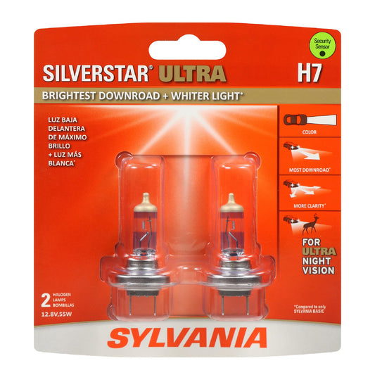 SYLVANIA 35624 SYLVANIA H7 SilverStar Ultra Halogen Headlight Replacement Bulb, 2 Bulbs