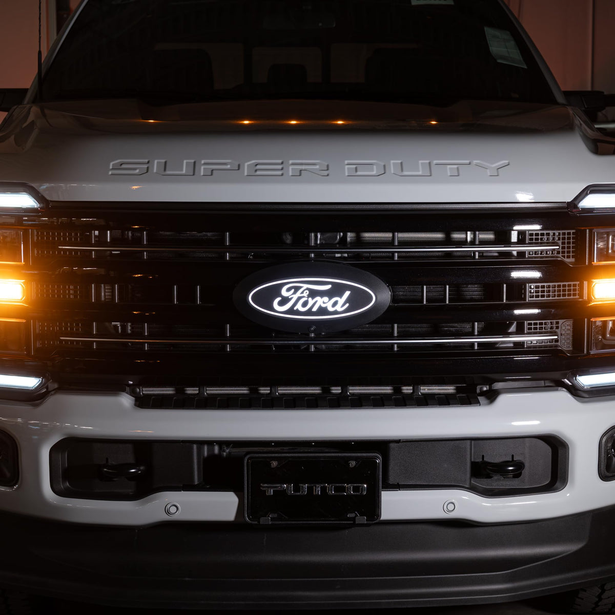 Putco 92803 Putco Luminix White Oval LED Emblem - Fits Ford F250, F350, F450, F550 2023-2027 with Camera and Spray Washer