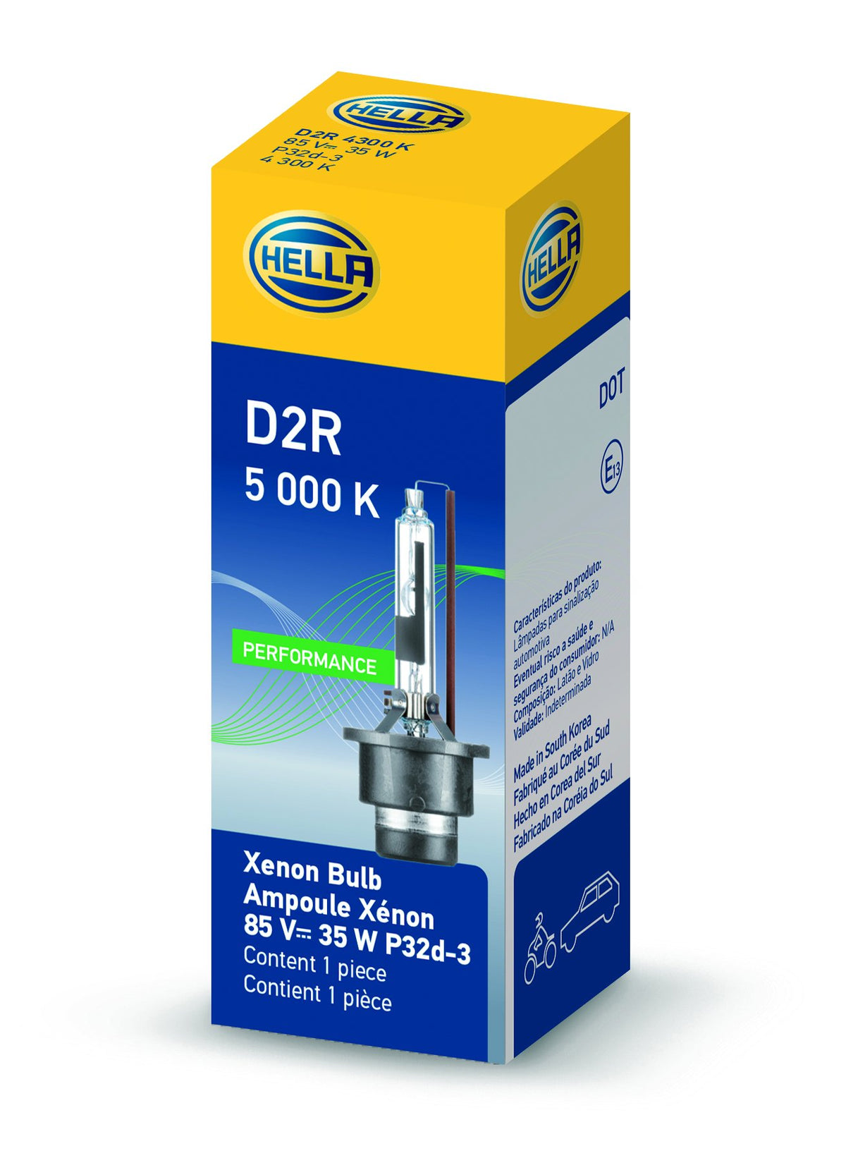 Hella D2R5000K D2R 5000 K Xenon Performance Bulb, 1 Pack