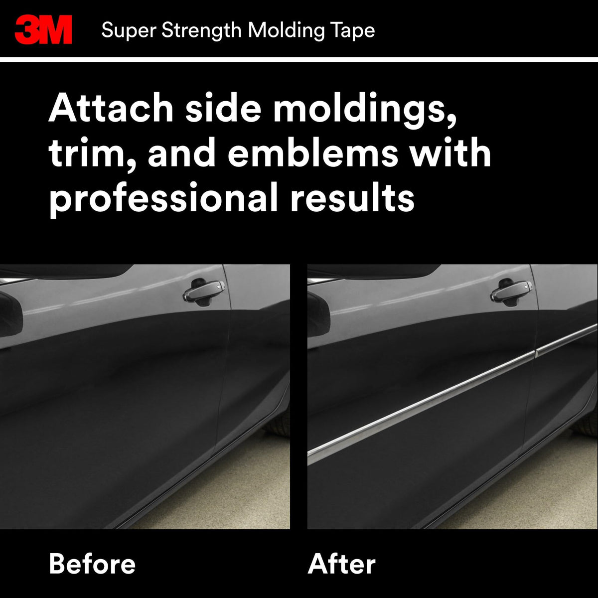 3M 03614 3M Super-Strength Molding Tape, 1/2 in x 15 ft, High Double-Sided Adhesive, Permanently Attaches Side Moldings, Trim and Emblems to Interior and Exterior of Vehicles (03614)