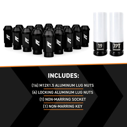 MISHIMOTO MMLG-15-20LBK Mishimoto Aluminum Locking Black Lug Nuts Set, M12x1.5, 20 Pieces