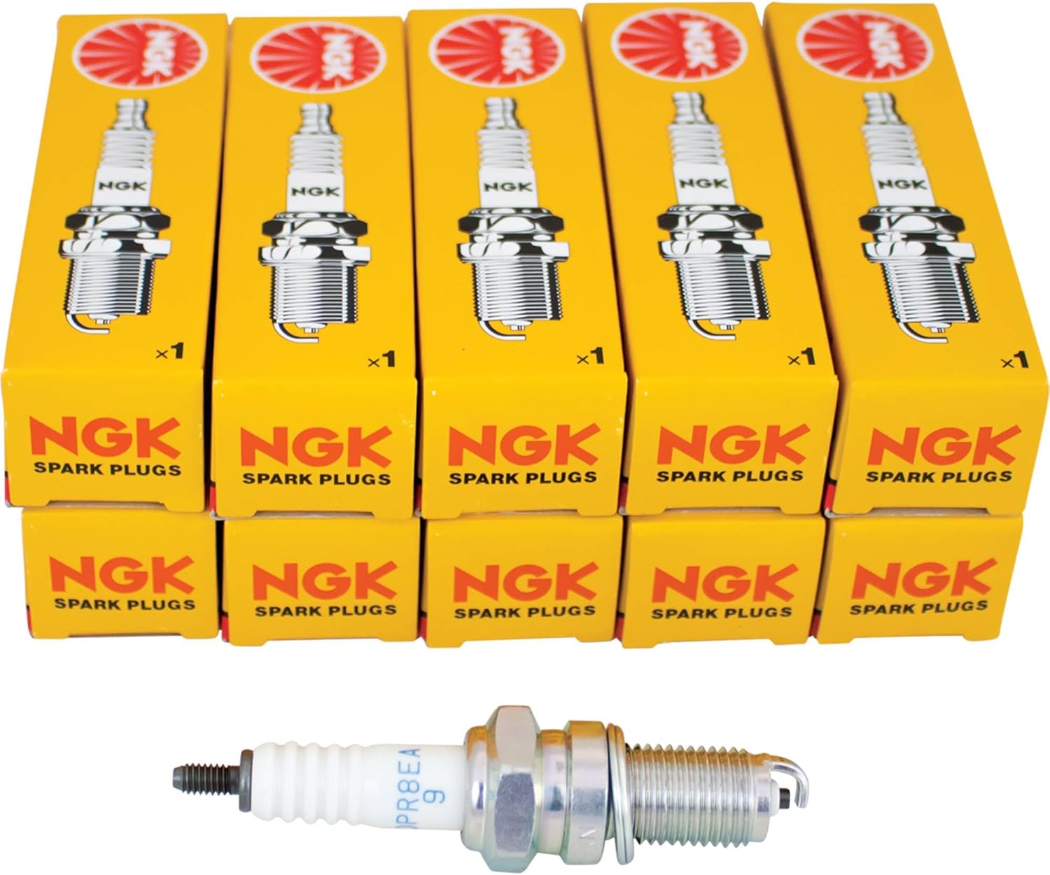 NGK 4929 Spark Plug - DPR8EA-9, 10 Pack, Single