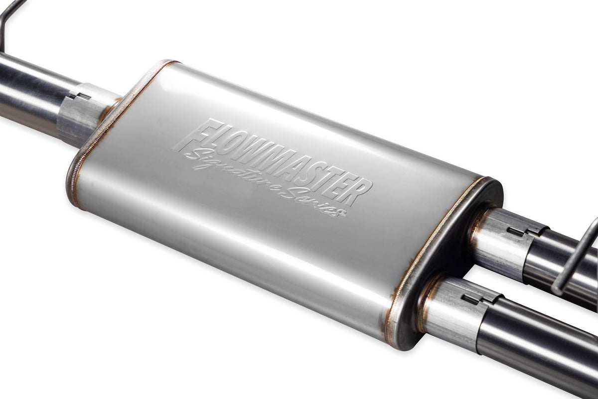 FLOWMASTER 737889 Flowmaster 737889 Signature Series Exhaust Kit 3 Inch 304 Stainless Steel 4.5 Inch Black Chrome Tips Compatible with 2019-2024 RAM 1500 New Body 5.7L with Factory Dual Exhaust 2 & 4WD All Wheelbases