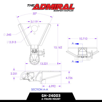 GEN-Y HITCH GH-24003 GEN-Y Hitch A-Frame Mount Trailer Coupler with SnapLatch for 2 5/16" Ball, 21,000 lbs Towing Capacity, 2,100 lbs Tongue Weight, Made in USA, Black