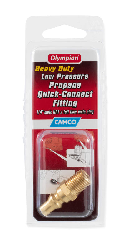 CAMCO 59903 Camco Propane Quick-Connect Fitting- Allows You to Add a Convenient Connect/Disconnect Method to Your Low Pressure Appliances, 1/4" NPT x Full Flow Male Plug (59903)