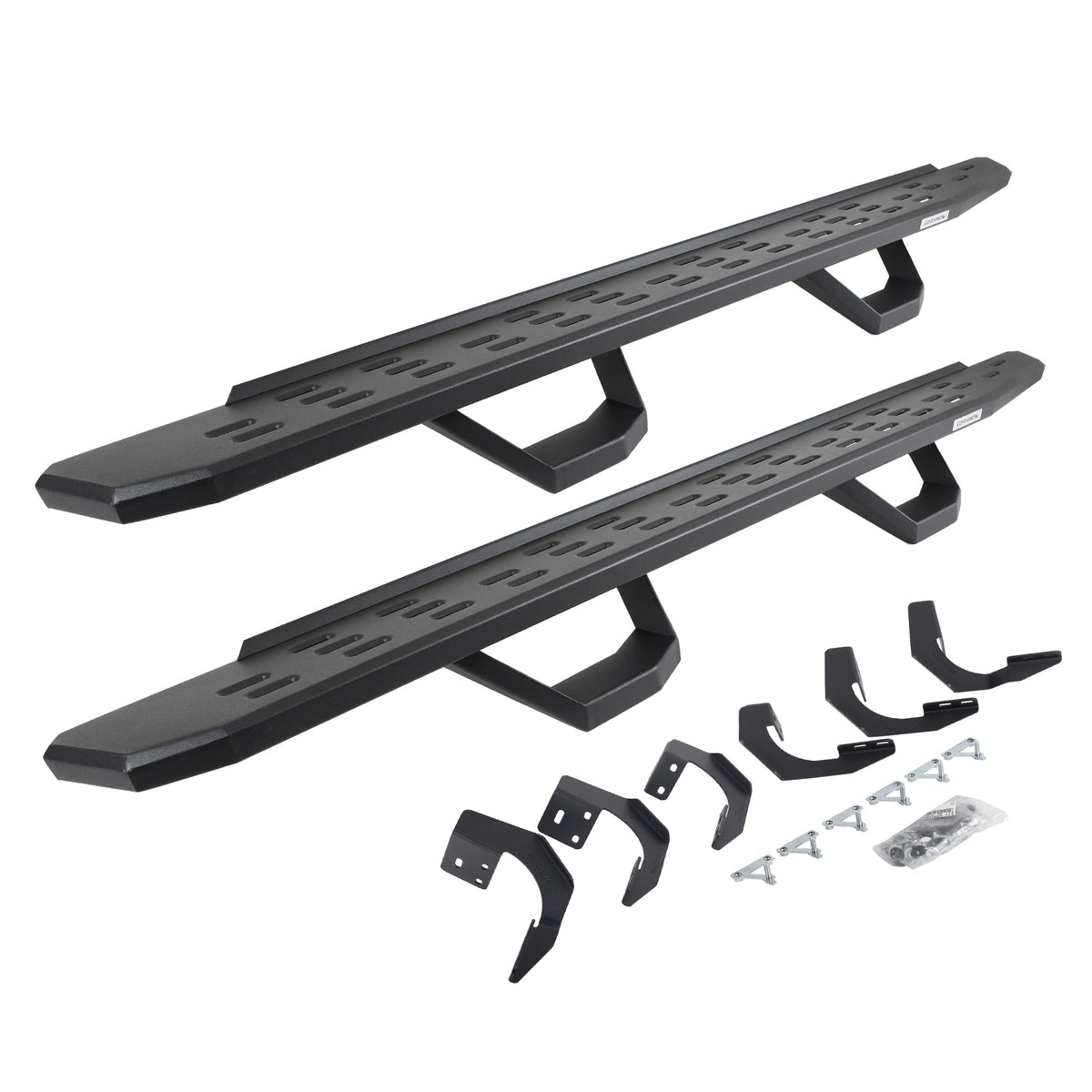 GO RHINO 6962998020PC Go Rhino RB30 Running Boards, Brackets, & 2 Pair of Drop Steps | Galvanized Steel, Textured Black | 6962998020PC | Fits 2015-2018 Ram 1500 Quad Cab; 2019-2023 Ram 1500 Classic Quad Cab
