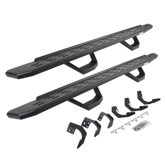GO RHINO 6962998020PC Go Rhino RB30 Running Boards, Brackets, & 2 Pair of Drop Steps | Galvanized Steel, Textured Black | 6962998020PC | Fits 2015-2018 Ram 1500 Quad Cab; 2019-2023 Ram 1500 Classic Quad Cab