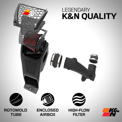 K&N FILTER 63-3109 K&N Cold Air Intake System: High-Flow Air Filter, Increase Performance & Towing: Compatible with 2021-2024 Chevy/GMC/Cadillac: Silverado, Suburban, Tahoe, Sierra, Yukon, Escalade, 63-3109