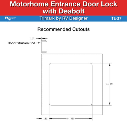 RV DESIGNER T507 RV Designer T507 TriMark Motorhome Entrance Door Lock with Deadbolt - Fit for 1.38-1.58” RV Motorhome Doors - Right/Left-Hand Use - FMVSS 206 Compliant