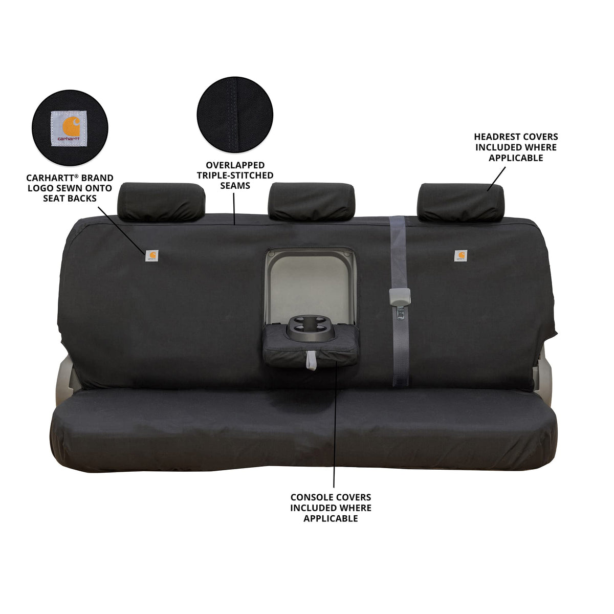 Covercraft SSC7432COBK Covercraft Carhartt Super Dux SeatSaver Custom Seat Covers – SSC7432COBK – 2nd Row Solid Bench Seat – Compatible with 2011-2018 Ram 1500, 2019-2022 Ram 1500 Classic, 2011-2022 Ram 2500/3500 – Black