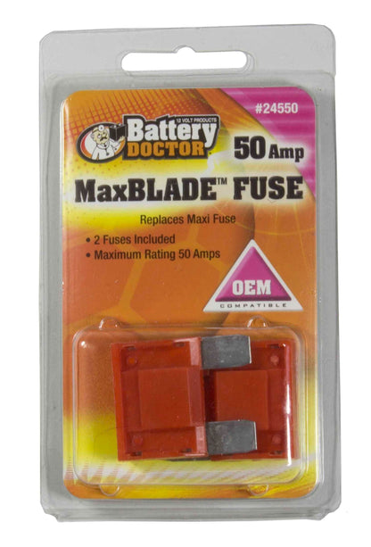 Wirthco 24550 Battery Doctor 50 Amp MaxBlade Fuse, Red, 2 Pack