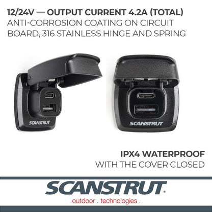 SCANSTRUT SC-USB-F1 Scanstrut SC-USB-F1 FLIP PRO FAST CHARGE DUAL USB SOCKE