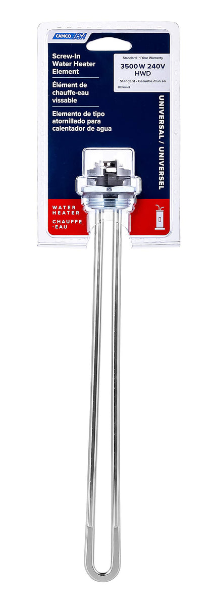 CAMCO 02283 Camco 02282/02283 3500W 240V Screw-In Water Heater Element - High Watt Density, Silver / Pewter