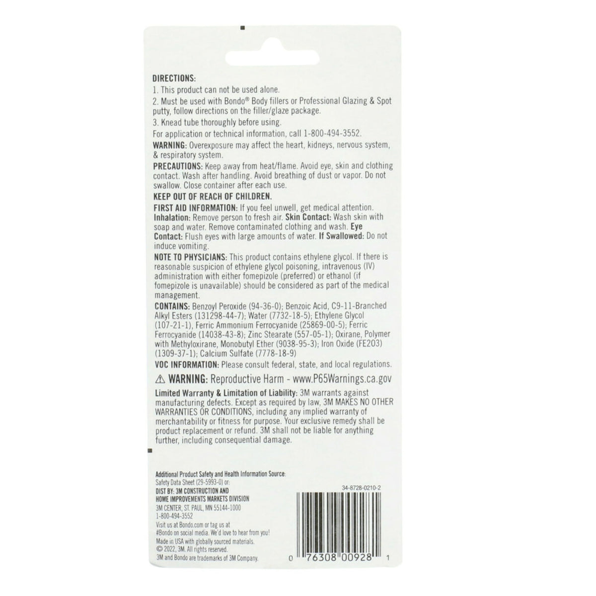 3M 928 bondo Cream Hardener 2.75 oz. per Tube (928)