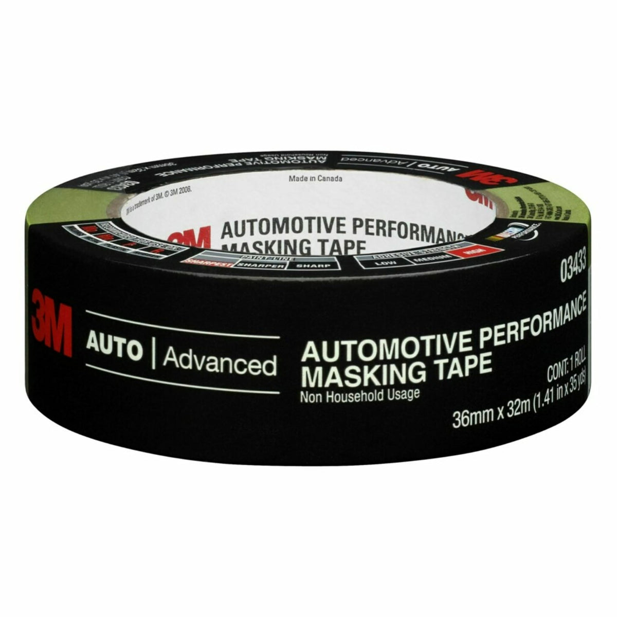 3M 03433 3M Automotive Performance Masking Tape , 36 mm x 32 m, 6/case
