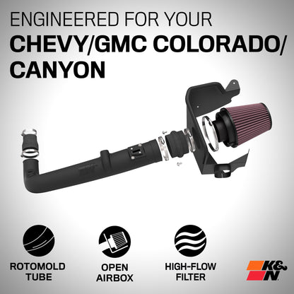 K&N FILTER 63-3122 K&N Cold Air Intake System: High-Flow Air Filter, Increase Performance & Towing: Compatible with 2023-2026 Chevrolet/GMC: Colorado, Canyon, 63-3122