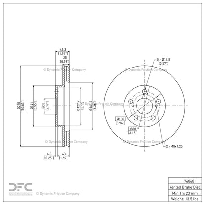 Dynamic Friction 600-76068 Front Brake Rotor