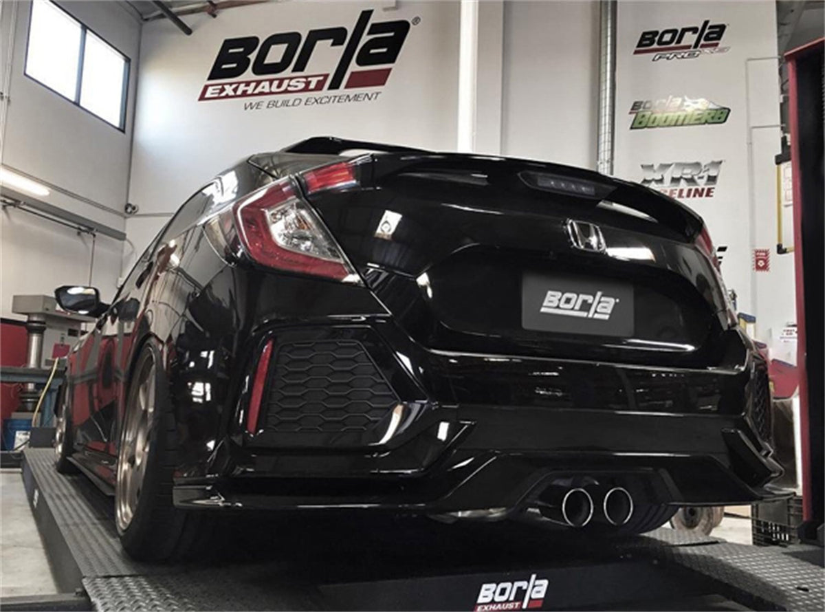 BORLA 140739 BORLA 140739 Cat-Back Performance Exhaust System for 2017-2021 Honda Civic Sport 4 Cyl. T-304 Stainess Steel S-Type Sound Dual Center Rear Exit Dual 3.5" Polished T-304 Stainless Steel Tips