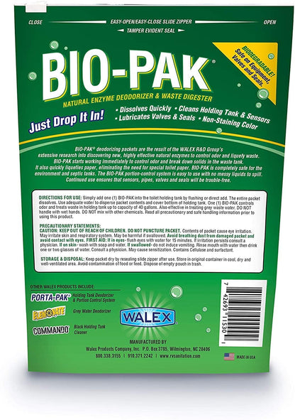 WALEX BIOPPBGCA Walex BIO-11530 Bio-Pak Natural Holding Tank Deodorizer and Waste Digester, (Pack of 10)