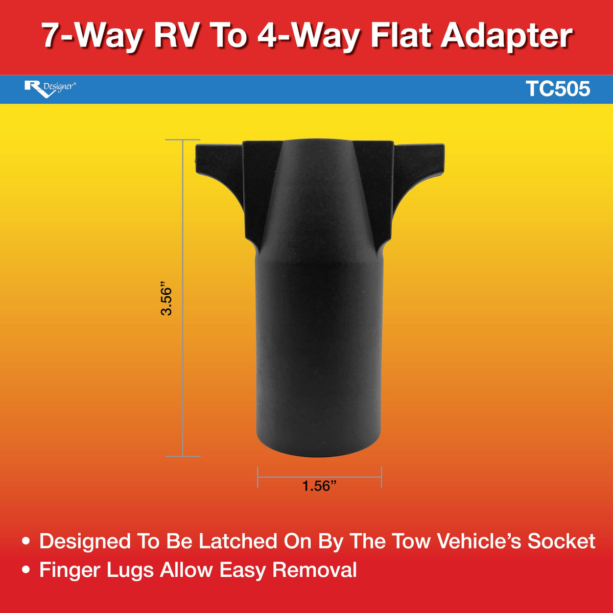 RV DESIGNER TC505 RV Designer TC505-7-Way RV to 4-Way Flat Adapter, Blade Socket
