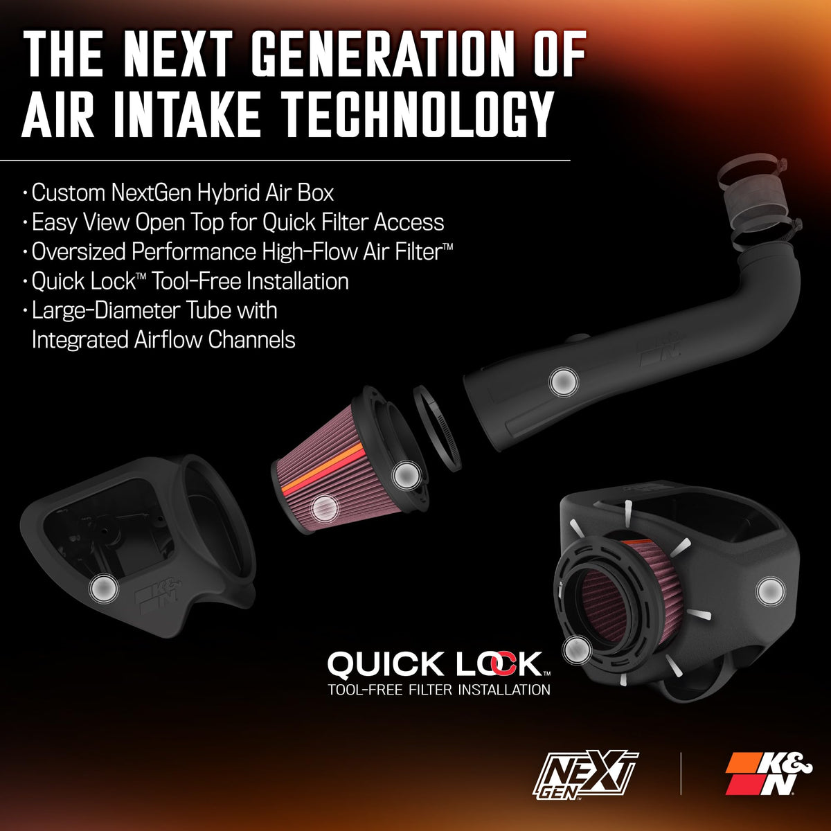 K&N FILTER 50-1566 K&N NextGen Cold Air Intake System: High-Flow Cotton Filter: Compatible with 2012-2018 JEEP: Wrangler, Wrangler JK, 50-1566