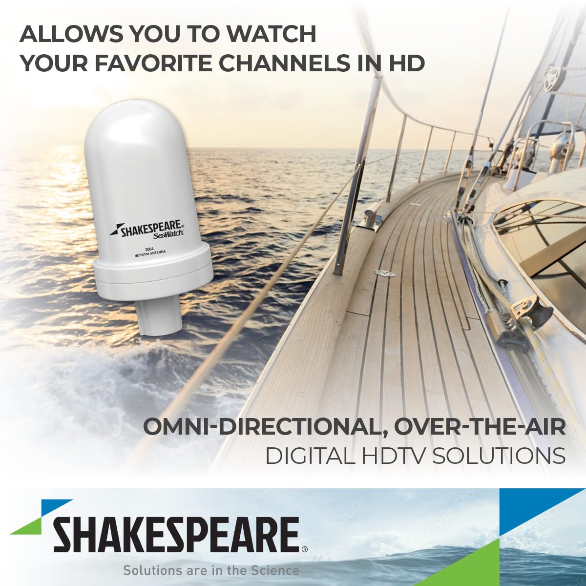 SHAKESPEARE 3004 Shakespeare SeaWatch® 4" Marine TV Antenna - 12VDC - 110VAC