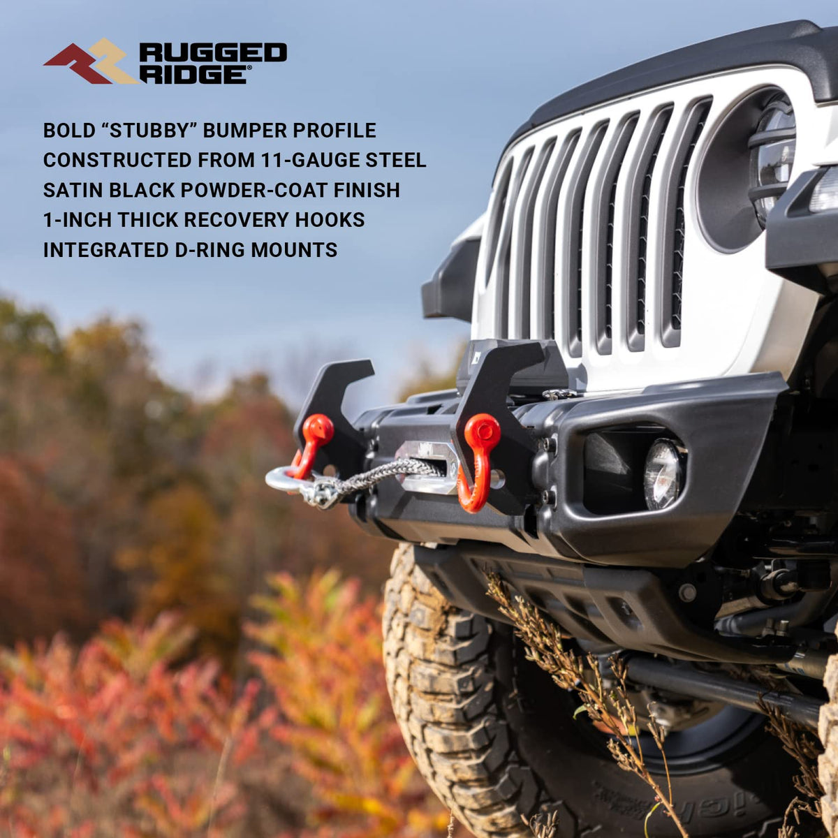 RUGGED RIDGE 11549.04 Rugged Ridge Arcus Bumper - Front, Stubby - Fits 2018–2025 Jeep Wrangler JL & 2020–2025 Jeep Gladiator JT - Trail-Proven Front Bumper with Satin Black Finish & Integrated Winch Plate