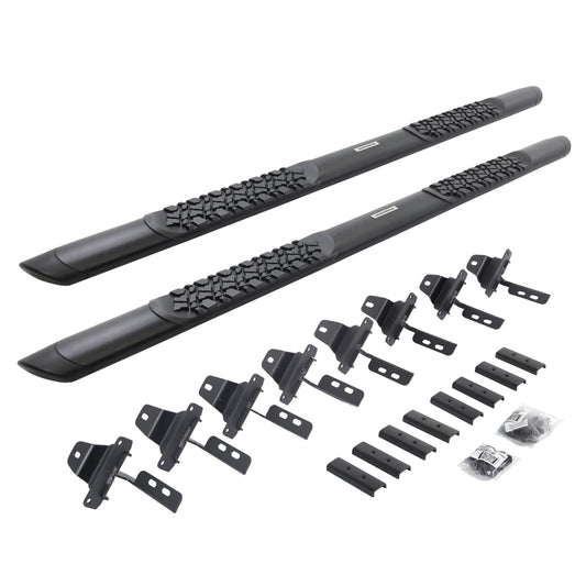 GO RHINO V3451687T Go Rhino V-Series V3 5" Side Steps & Mounting Brackets – Aluminium, Textured Black – V3451687T – Fits 2020-2024 Jeep Gladiator JT, 4-Door