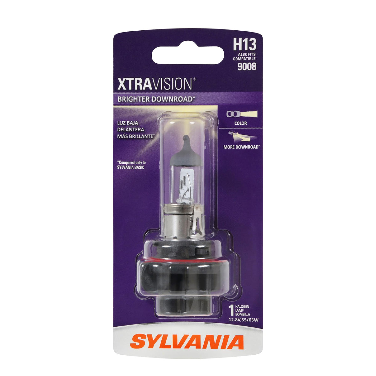 SYLVANIA H13XV.BP SYLVANIA H13 XtraVision Halogen Headlight Bulb, High or Low Beam, 1 Bulb