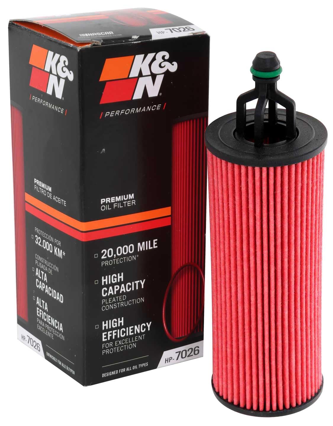 K&N FILTER HP-7026 K&N Oil Filter: 20,000 Mile Engine Protection, High Efficiency, HP-7026