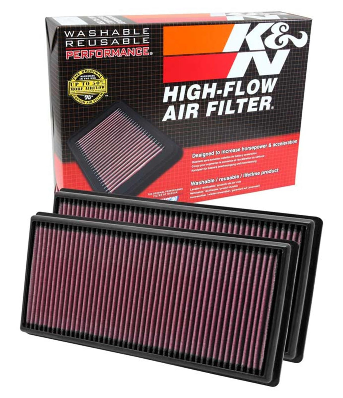 K&N FILTER 33-2446 K&N High-Flow Original Lifetime Engine Air Filter: Increase Power: Premium, Washable: Compatible with 2009-2026 LAND ROVER: Defender, Discovery, LR4, Range Rover, 33-2446