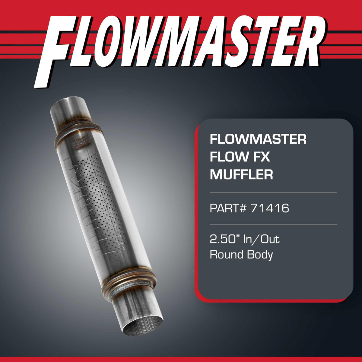 FLOWMASTER 71416 Flowmaster Flow FX Chambered Muffler – 2.50" Center In / 2.50" Center Out