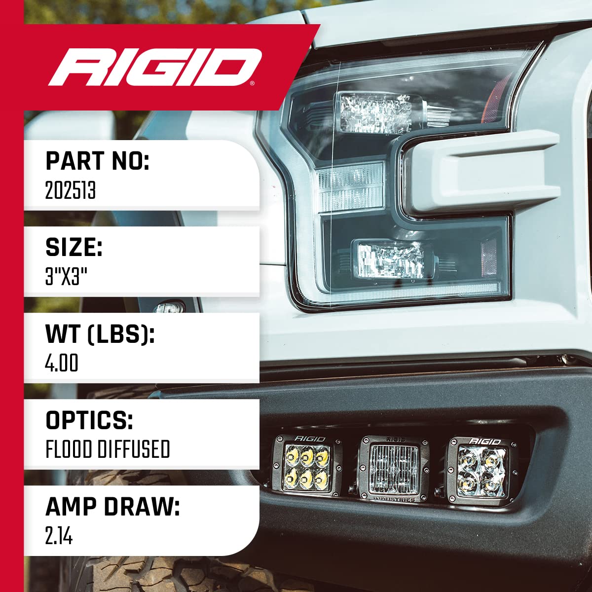 Rigid Industries 202513 RIGID INDUSTRIES D-Series PRO LED Light Pods Diffused, Pair