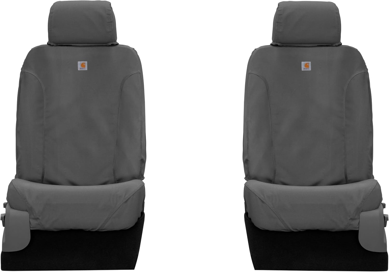 Covercraft Carhartt SeatSaver Custom Seat Covers — Fits 2017-2018 Ram 1500, 2019-2024 Ram 1500 Classic, 2017-2018 Ram 2500/3500 — 1st Row Bucket Seats, Duck Weave Gravel